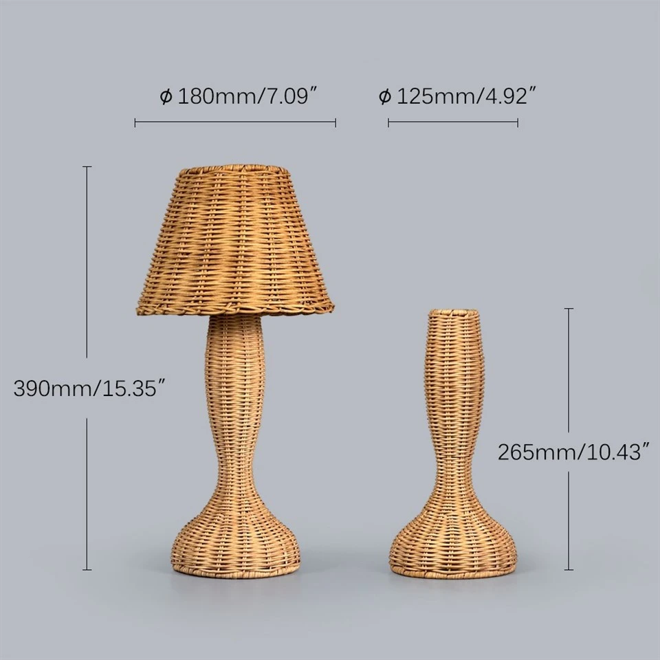 Rattan Table Lamp Rechargeable 2700K Touch Light suppliers