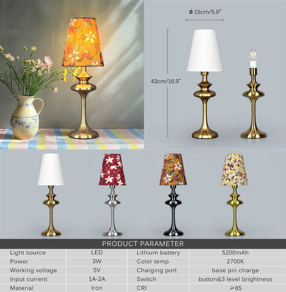 Rechargeable Cordless Metal Iron Table Lamp best