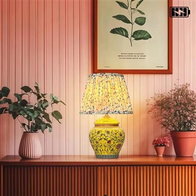 Žlutá-a{1}modrá porcelánová keramická bezdrátová stolní lampa